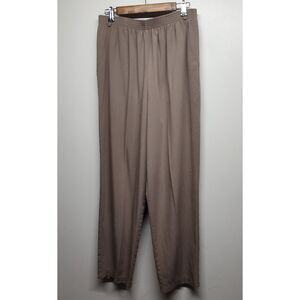 Metro New York Vintage Pants Women Size 16 Tan Elastic Waist Straight Leg